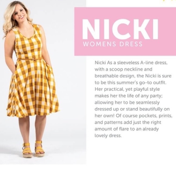 Lularoe Yellow Plaid Nicki Fit 